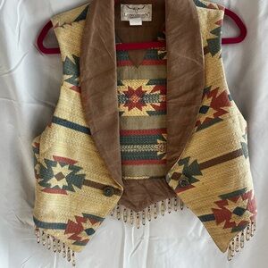 Southwestern Patterned Vest with Fringe